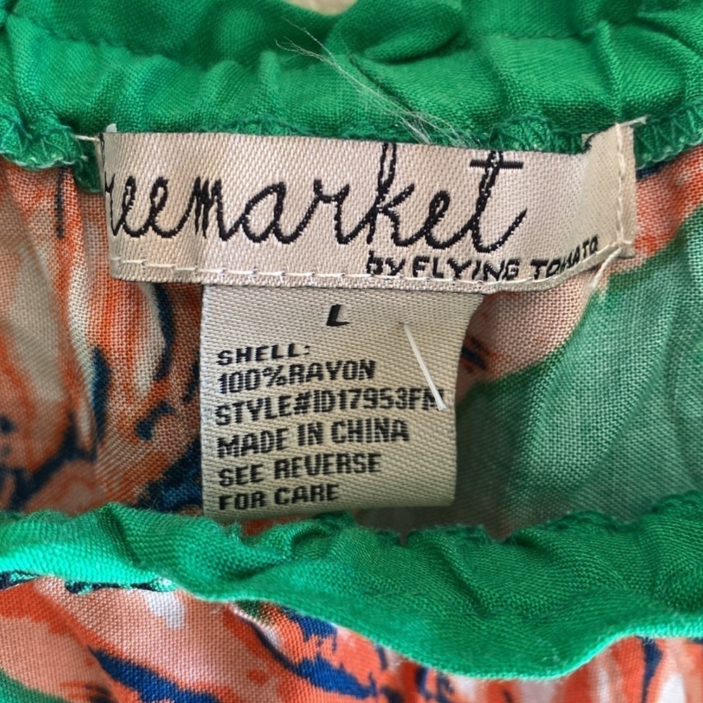 Free Market by Flying Tomato scoop elastic neck short sleeve tropical dress L - Picture 6 of 8